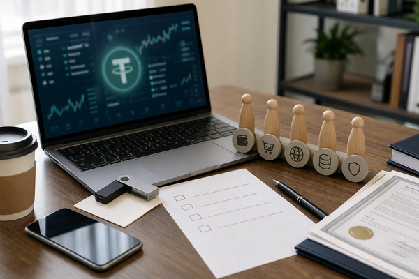 USDT 购买域名时从付款确认到域名入库的流程示意